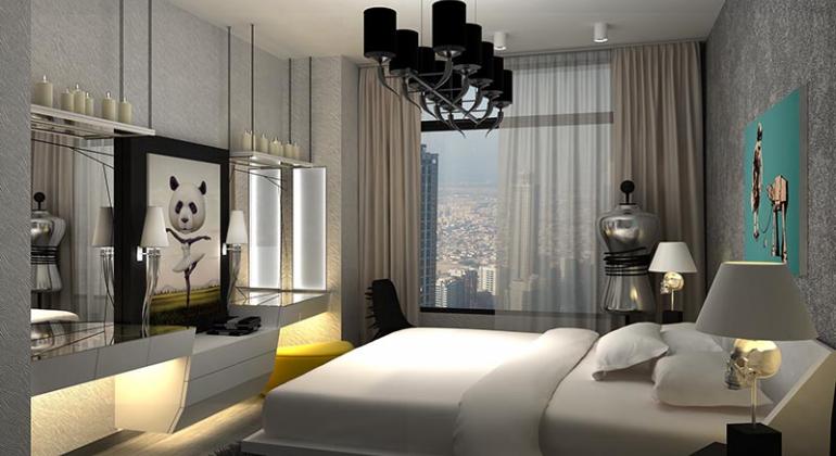 Дизайн-проект и визуализация спальни и гардеробной в Apartment INDEX tower в Дубаи
